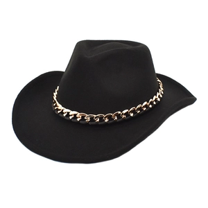 Vintage Wool Felt Fedora Hat With Golden Metal Chain Wide Brim Cowboy Jazz Hat For Women And Men Autumn Winter Travel