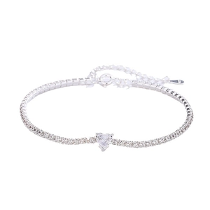Elegant S925 sterling silver heart tennis bracelet with sparkling cubic zirconia stones