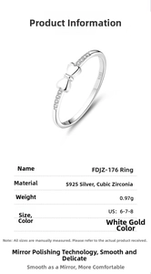 Detailed view of S925 silver bow ring with cubic zirconia stones and weight specifications