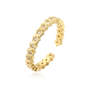 Minimalist 18K gold-plated star ring with sparkling zircons in a delicate open design