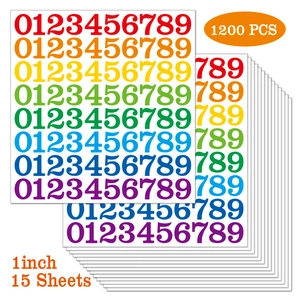 Détails de 1200 autocollants chiffres arc-en-ciel en vinyle pour école et bureau