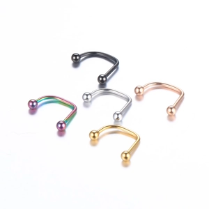 U-shaped stainless steel horseshoe septums in five colors including gold and rainbow