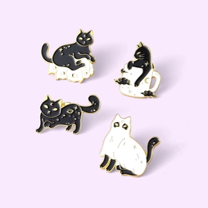 Halloween Celestial Black Cat And Ghost Cat Enamel Pin Alloy Moon Star Brooch Jewelry For Clothing Bag Accessories