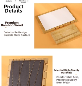 Detailed view of detachable bamboo necklace display stand with premium velvet slots