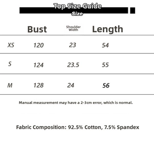Detailed size guide table for oversized cotton t-shirt with measurements from XS to M