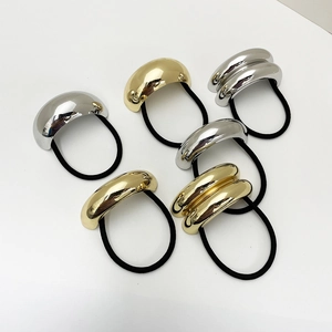 Hair Ties Minimalist Geometric Alloy Arched High Elastic Ponytail Holder Metallic Hairband Accessories For Women
