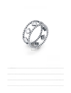 Detail view of S925 sterling silver geometric ring with size specs and 3.00g weight info