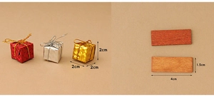 Miniature Christmas gift boxes and wooden signs detail for DIY dollhouse decoration