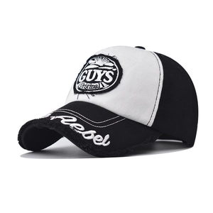 Retro Cotton Baseball Cap Men Women Distressed Color Block Patchwork Sun Protection Breathable Outdoor Streetwear Adjustable