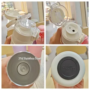 316 stainless steel vacuum insulated water bottle with dual drinking lid and straw