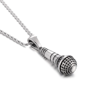 Collier pendentif micro argent hip hop avec texture métallique 3D et chaîne torsadée