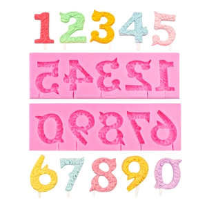 Baroque style 0-9 number silicone lollipop mold for DIY chocolate and cake decoration
