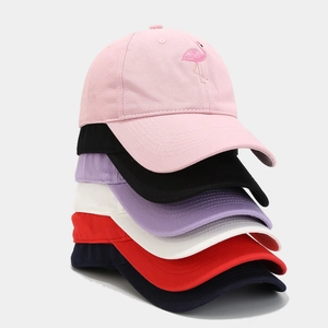 Flamingo Embroidered Baseball Cap Cotton Adjustable Soft Top Curved Brim Sun Hat Women Casual Outdoor