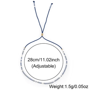 Bracelet d'amitié ajustable en perles bleues avec fermoir doré pour femme