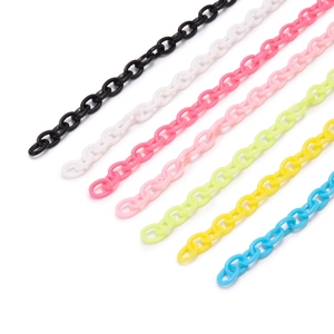 Detailed close-up of 6x8mm acrylic link chains in vibrant multicolor DIY jewelry assortments