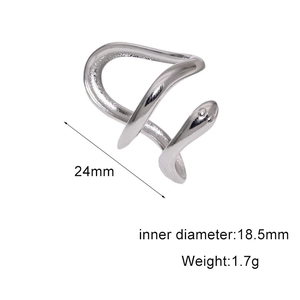 Detailed specs of the snake ring showing 24mm outer diameter and 1.7g silver metal weight