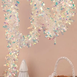180cm Iridescent Snowflake Tinsel Garland for Christmas Tree and Holiday Party Decor