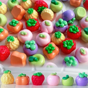 Mini Frutta Di Simulazione Resina Charms DIY Gioielli Fragola Pesca Mela Ananas Cachi Mangostano Cabochon
