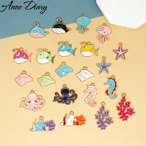 Sea Creature Charms Alloy Enamel Ocean Animal Pendants DIY Jewelry Making Bracelet Necklace Earring Craft Mixed Styles