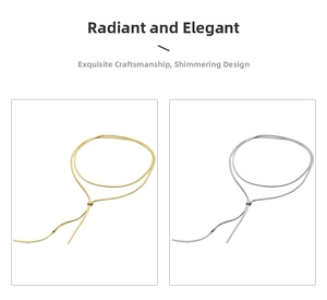 Flat snake bone chain necklaces in gold and silver finishes with adjustable drawstring details