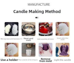 Step-by-step guide for DIY angel candle making with silicone mold and soy wax