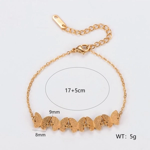 Frosted minimalist stainless steel butterfly chain bracelet in gold finish for women
