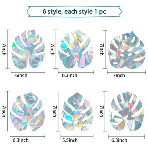 Size guide for rainbow prism window films showing various dimensions in inches and centimeters