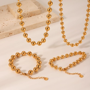 Detailset aus 18K vergoldeten Edelstahl-Kugelkette Halsketten und Armbändern
