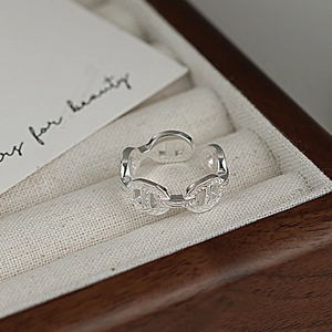 925 Sterling Silver Anchor Chain Ring For Women Minimalist Pig Nose Adjustable Open Finger Ring Fashion Jewelry Gift