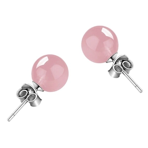 Minimalist S925 sterling silver stud earrings with natural pink quartz crystals
