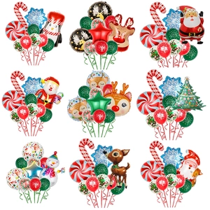 Christmas Balloon Decoration Foil And Latex Santa Claus Reindeer Snowman Candy Cane For Holiday Party Supplies