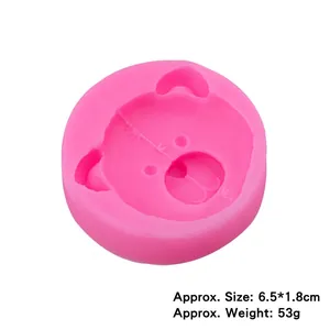 Pink cartoon bear face silicone mold for DIY soap, chocolate, and clay crafting projects