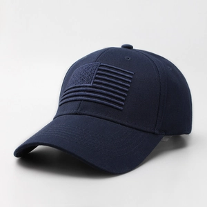Berretto da baseball tattico blu scuro con bandiera USA ricamata tono su tono sul fronte