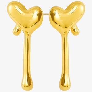 Liquid Metal Heart Stud Earrings For Women 304 Stainless Steel 18K Gold Silver Plated Minimalist Geometric Fluid Jewelry Gift