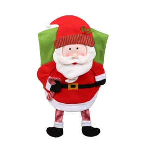 Santa Claus chair cover decoration with striped legs for Christmas dining room decor