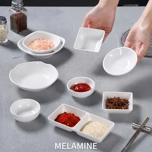 White Sauce Dish A5 Melamine Dipping Plates Seasoning Bowls For Restaurant Hot Pot Catering Divided Shapes Break Resistant