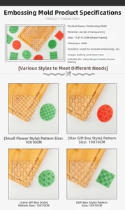 5mm acrylic cookie stamp for fondant with snowflake and gift box patterns for baking