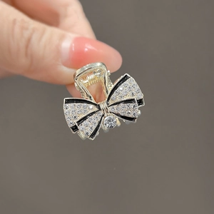 Bow Knot Mini Hair Claw Clip Alloy Rhinestone Enamel Elegant Small Hairpin Vintage Hair Accessory For Women Girls