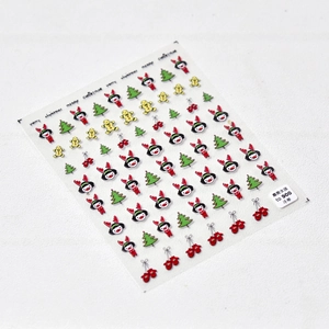 Stickers nail art Noël 5D avec motifs de bonhomme de pain d'épices et renne de Noël