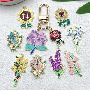 Enamel flower and butterfly alloy pendants for DIY earrings and necklaces jewelry making
