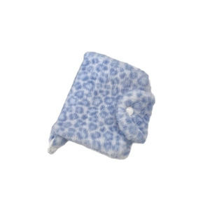 Blaue Plüsch-Aufbewahrungstasche mit Leopardenmuster und weichem Kunstfell-Design