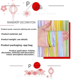 Details des PET-Lamellenvorhangs in Macaron-Farben für Party- und Geburtstagswände