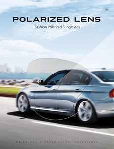 Visual demonstration of polarized lens effect for clearer driving vision and UV protection