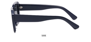 Side profile of vintage square frame sunglasses with smooth dark resin finish