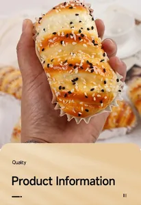 Macro detail of artificial PU bread with sesame topping and a paper base