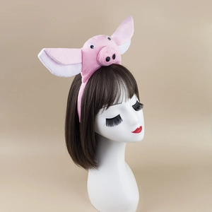 Pink plush pig ears headband for kids animal costume party performance props