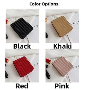 Mini travel lipstick bag with mirror in black khaki red and pink quilted styles