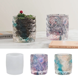 Molde De Silicona Para Maceta Con Relieve De Concha Cilíndrico DIY Resina Epoxi Jarrón Yeso Herramienta De Artesanía