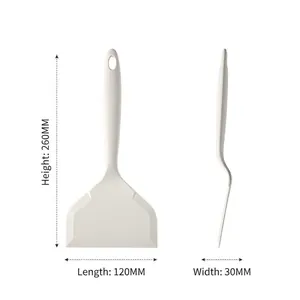 Spatule large en silicone blanc pour tamagoyaki avec dimensions détaillées incluses