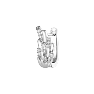 Sparkling silver angel wing huggie hoop earring with micro-pave cubic zirconia stones